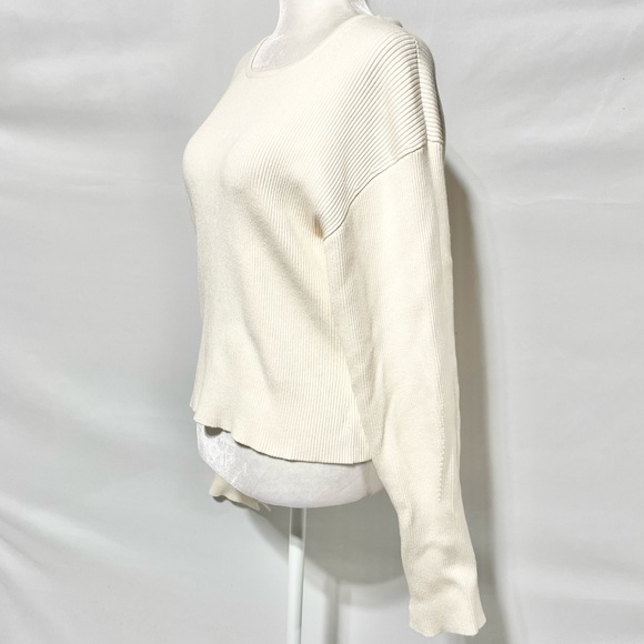 & Other Stories Rib Knit Slit Sleeve Round Neck Sweater Off White Size Large - Picture 7 of 16